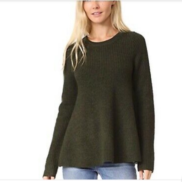 Grey By Jason Wu Forest Green Merino Wool trapeze Sweater Size S - Picture 2 of 16